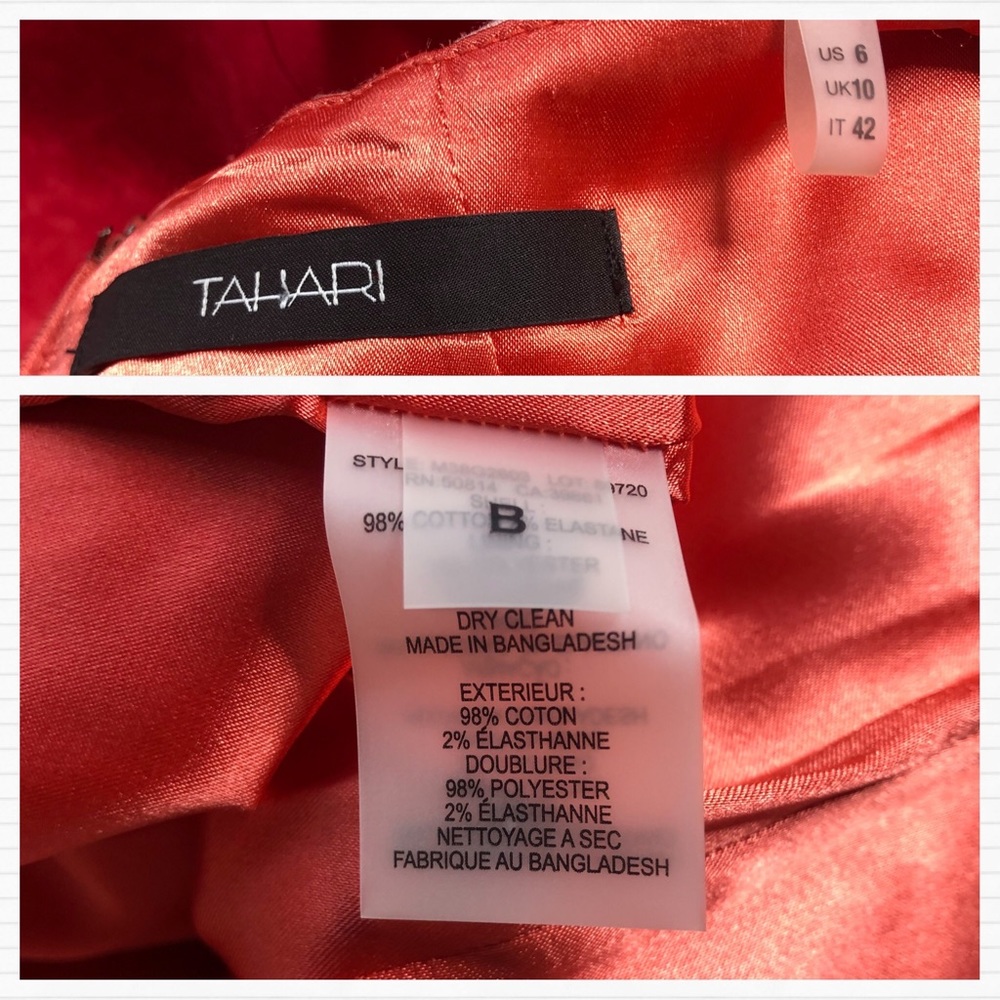 Tahari Sleeveless Peach Pink Tie Dye Sheath Dress Size 6 - Picture 12 of 14